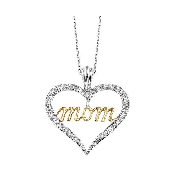 Silver White Yellow Diamond 1/15Ctw Pendant