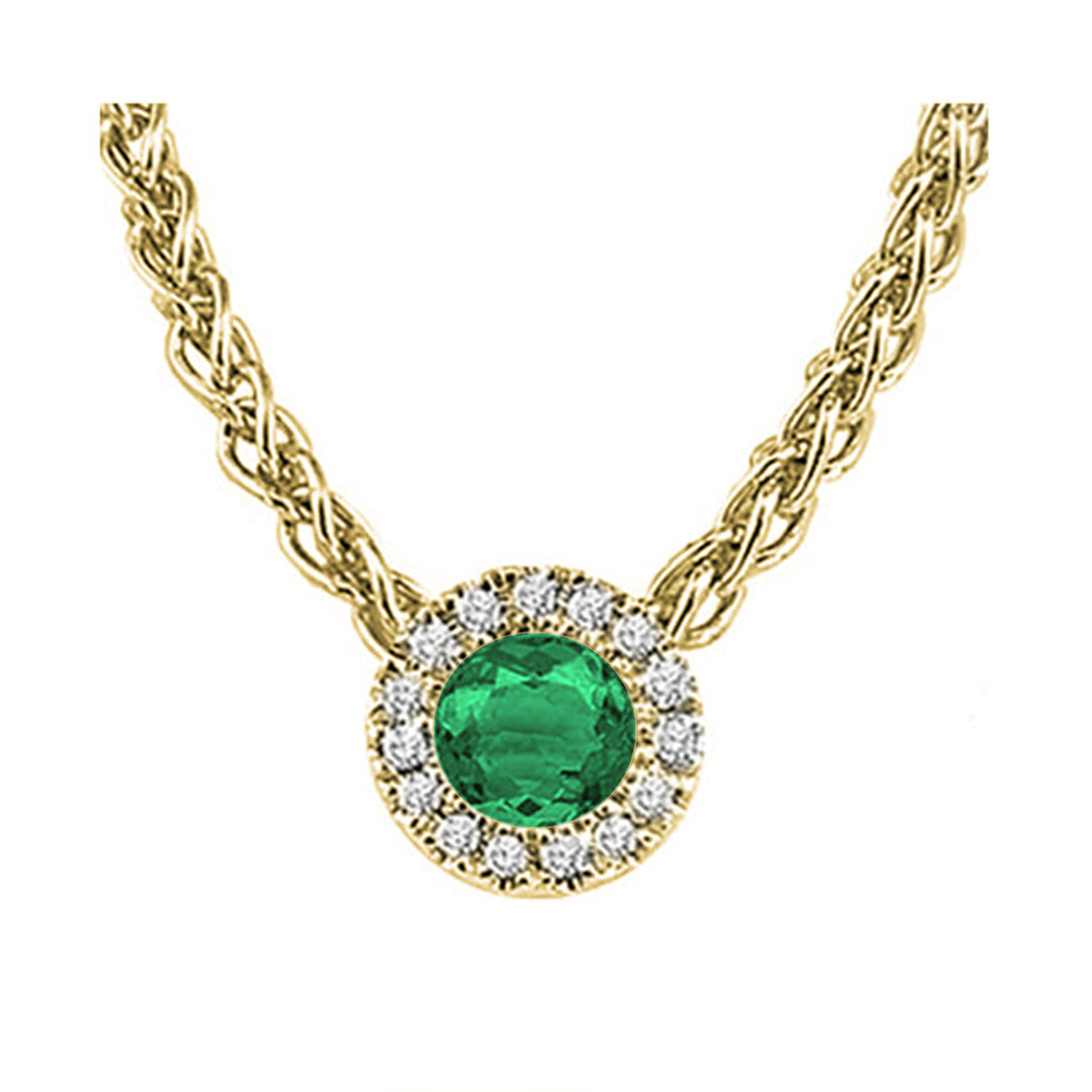 14Kt Yellow Gold Diamond 1/20Ctw & Emerald 1/3Ctw Pendant