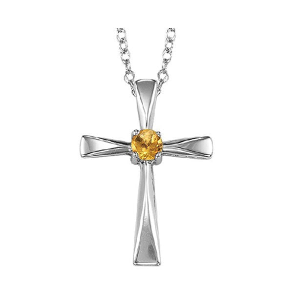 Silver White & Citrine 1/8Ctw Pendant
