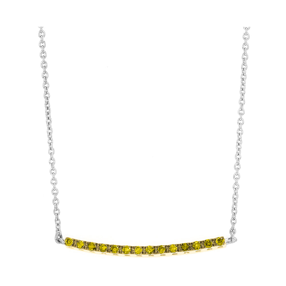 Silver White Yellow Diamond 1/4Ctw Pendant