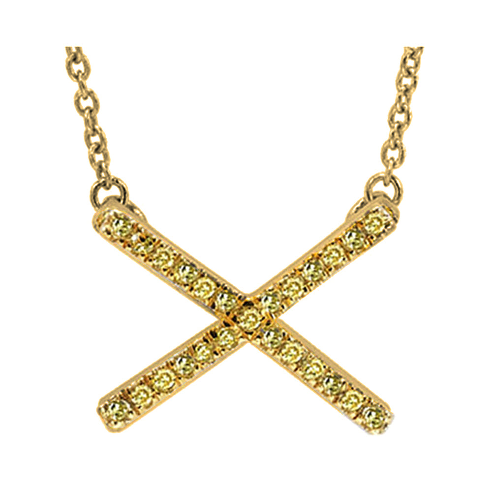 Silver Yellow Diamond 1/8Ctw Pendant