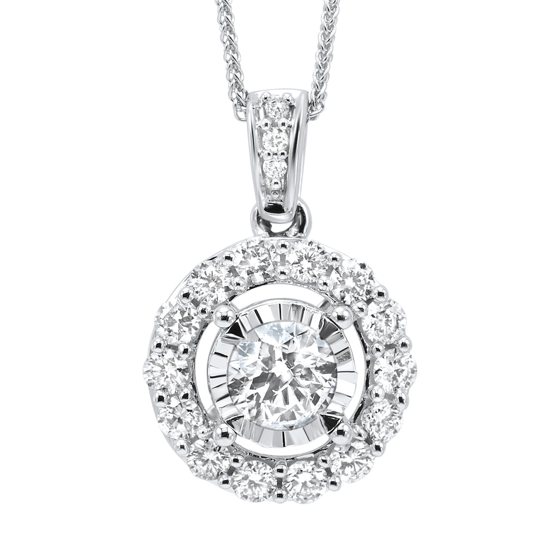 14Kt White Gold Diamond 1Ctw Pendant