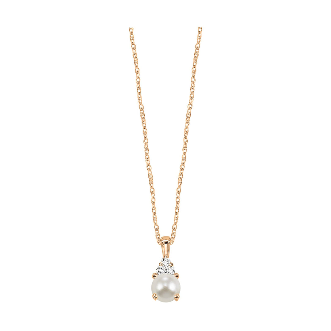 10Kt Rose Gold Diamond 1/50Ctw & Pearl Pendant