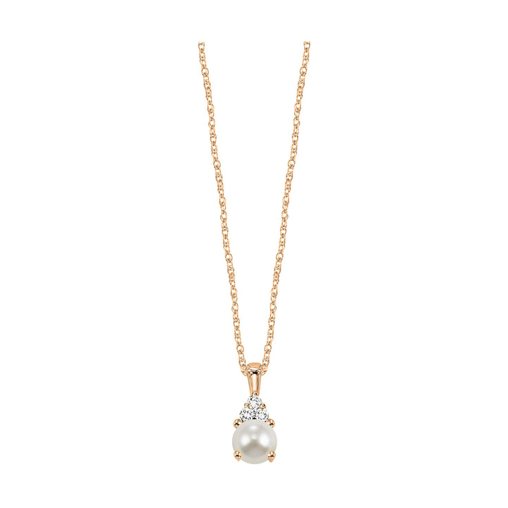 10Kt Rose Gold Diamond 1/50Ctw & Pearl Pendant