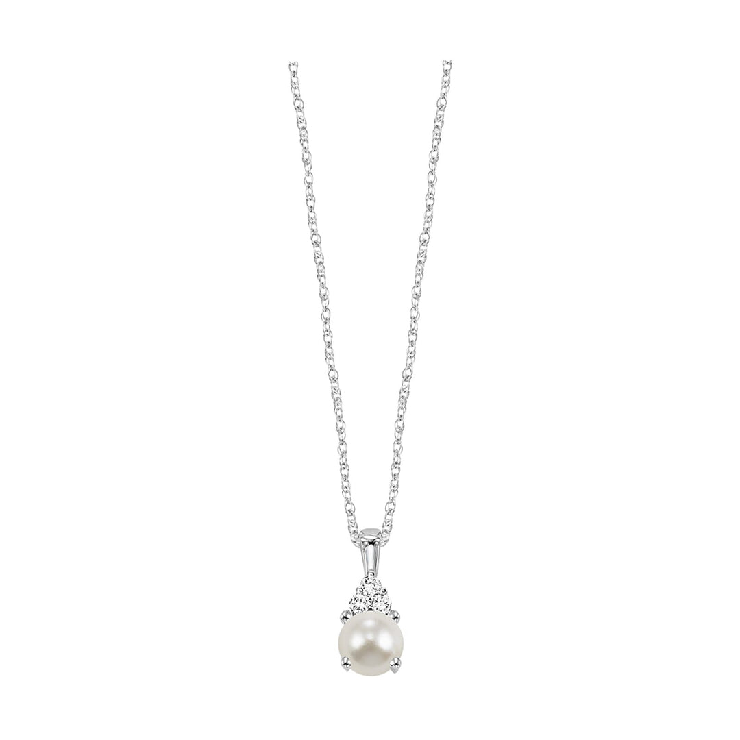 10Kt White Gold Diamond 1/50Ctw & Pearl Pendant