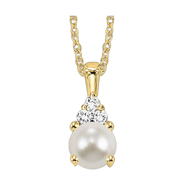 10Kt Yellow Gold Diamond 1/50Ctw & Pearl Pendant