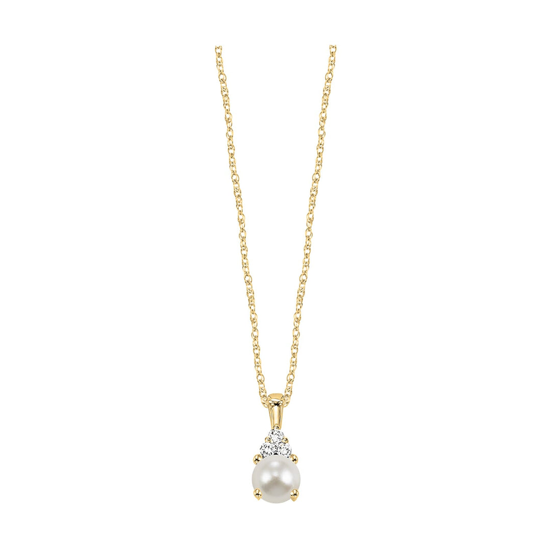 10Kt Yellow Gold Diamond 1/50Ctw & Pearl Pendant