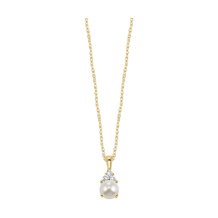 10Kt Yellow Gold Diamond 1/50Ctw & Pearl Pendant