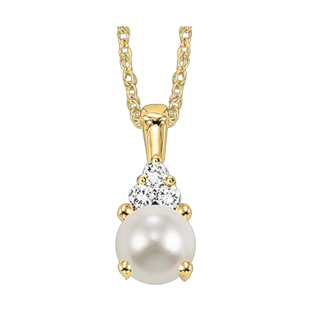 10Kt Yellow Gold Diamond 1/50Ctw & Pearl Pendant