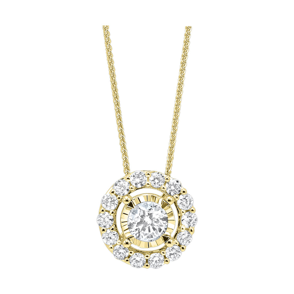 14Kt Yellow Gold Diamond 1Ctw Pendant