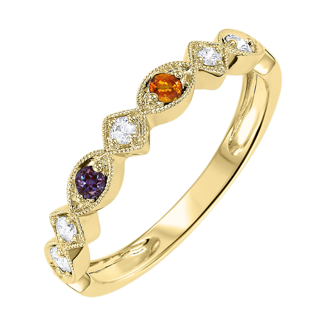 10Kt Yellow Gold Diamond 1/10Ctw & Citrine-Syn Alexandrite 1/20Ctw Ring