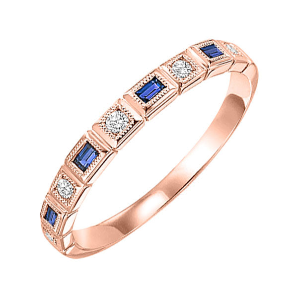 10Kt Rose Gold Diamond 1/15Ctw & Sapphire 1/8Ctw Ring