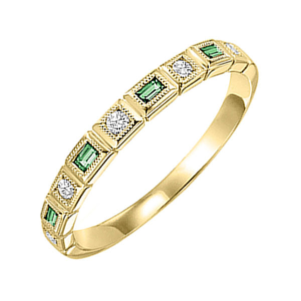 14Kt Yellow Gold Diamond 1/10Ctw & Emerald 1/8Ctw Ring