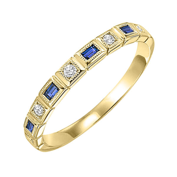 14Kt Yellow Gold Diamond 1/12Ctw & Sapphire 1/8Ctw Ring