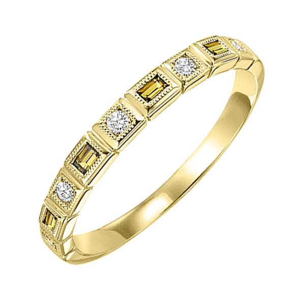10Kt Yellow Gold Diamond 1/12Ctw & Citrine 1/8Ctw Ring