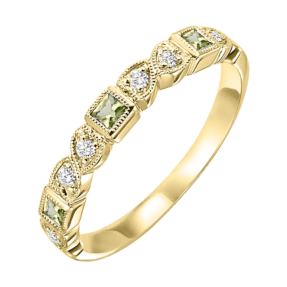 10Kt Yellow Gold Diamond 1/12Ctw & Peridot 1/7Ctw Ring
