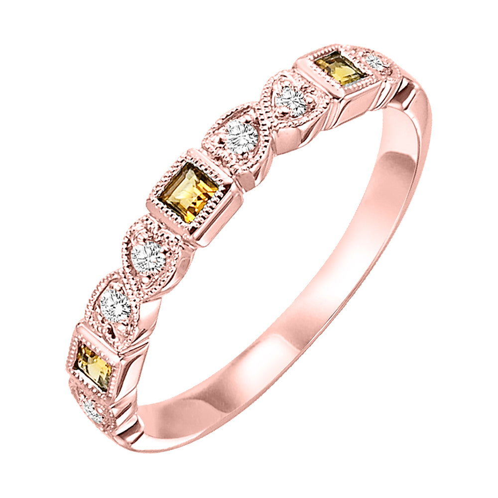 10Kt Rose Gold Diamond 1/10Ctw & Citrine 1/7Ctw Ring
