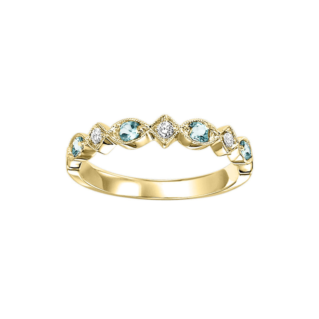 10Kt Yellow Gold Diamond 1/20Ctw & Blue Topaz 1/6Ctw Ring