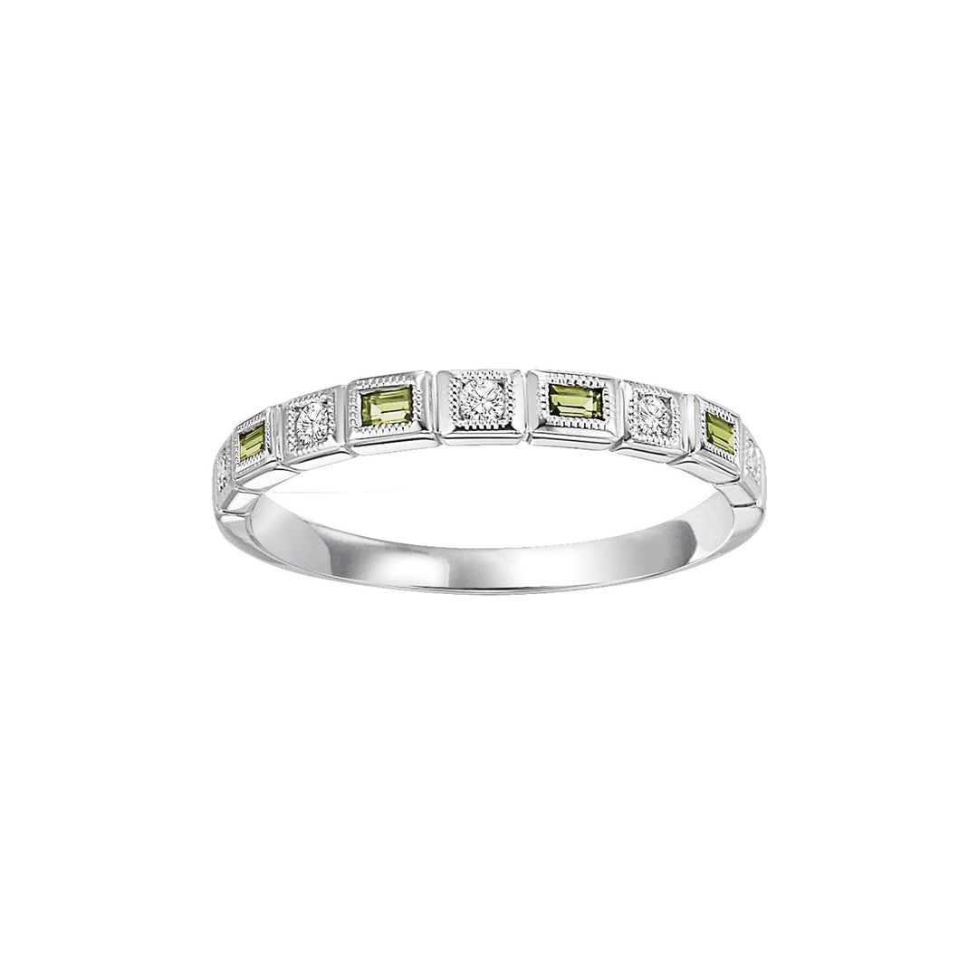 14Kt White Gold Diamond 1/12Ctw & Peridot 1/7Ctw Ring
