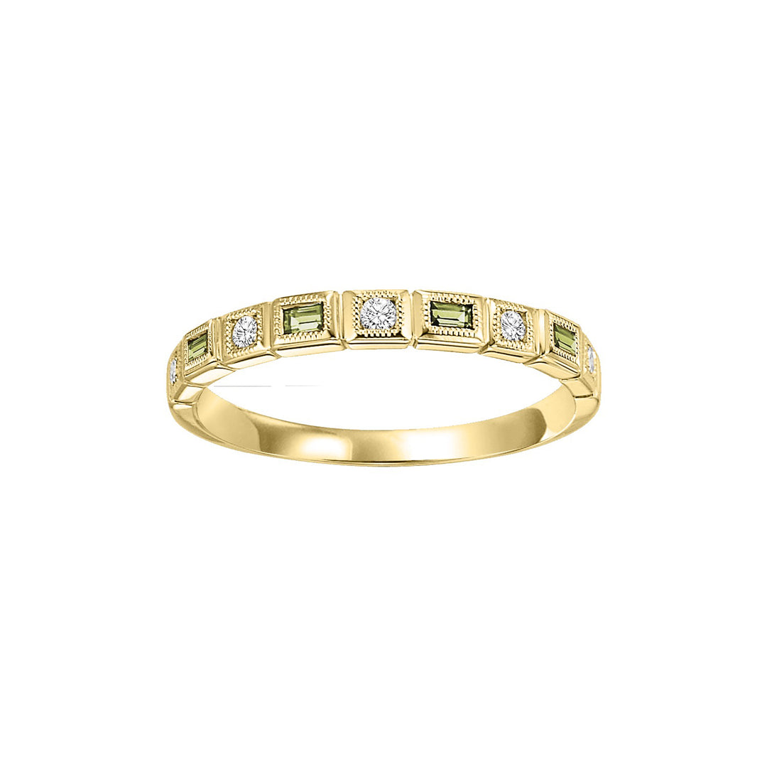 14Kt Yellow Gold Diamond 1/12Ctw & Peridot 1/7Ctw Ring