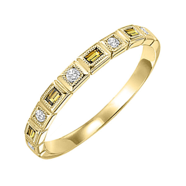14Kt Yellow Gold Diamond 1/10Ctw & Citrine 1/8Ctw Ring