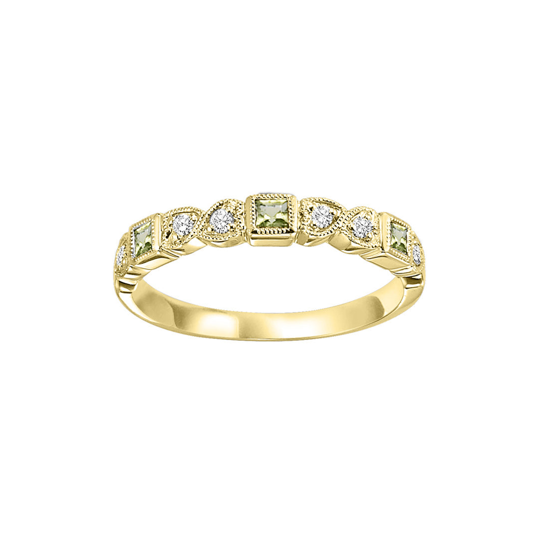 14Kt Yellow Gold Diamond 1/12Ctw & Peridot 1/7Ctw Ring