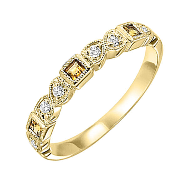 14Kt Yellow Gold Diamond 1/12Ctw & Citrine 1/7Ctw Ring