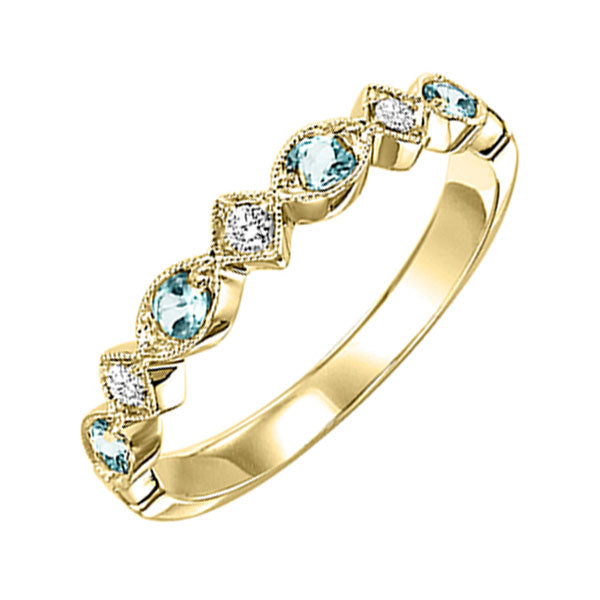 14Kt Yellow Gold Diamond 1/20Ctw & Blue Topaz 1/6Ctw Ring