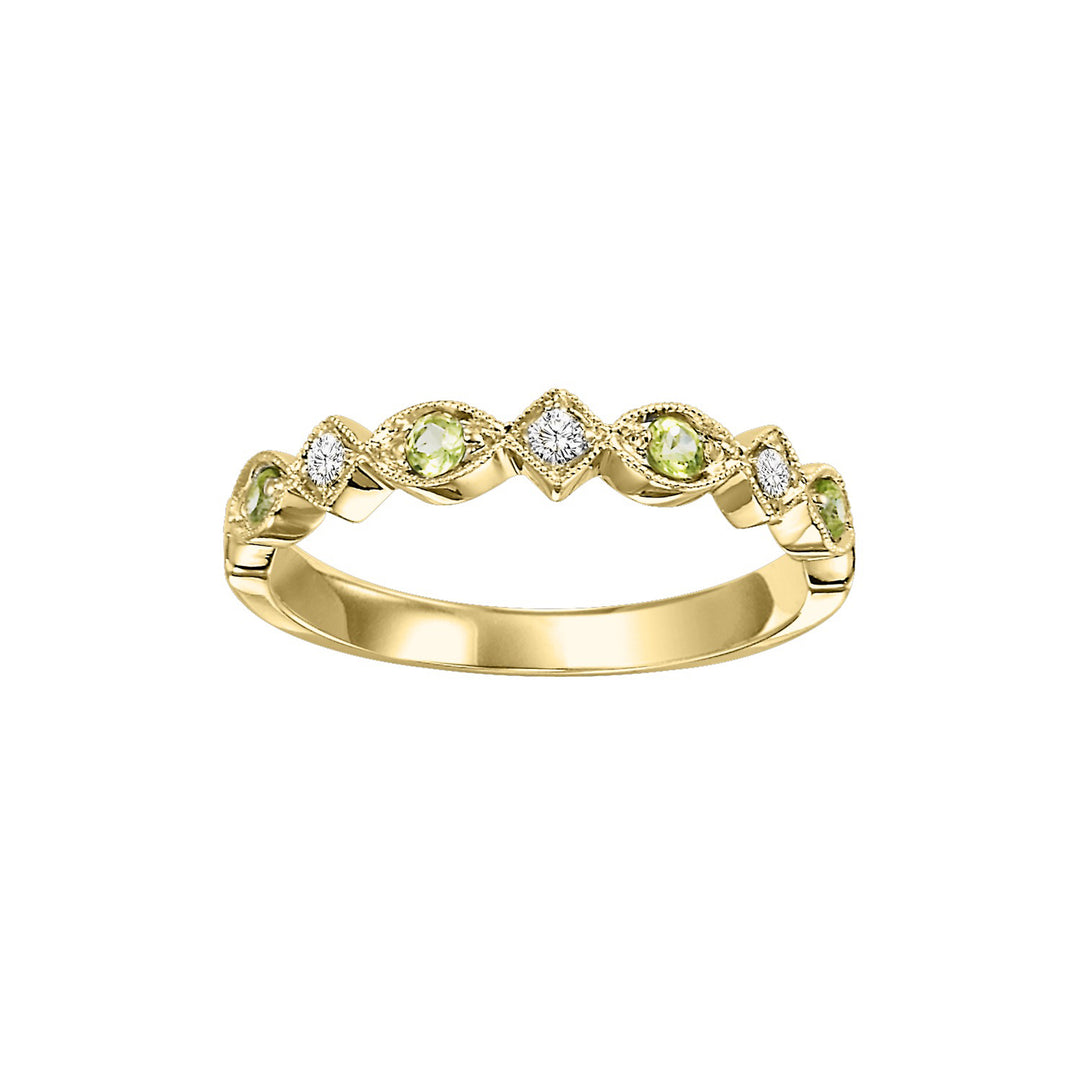 14Kt Yellow Gold Diamond 1/20Ctw & Peridot 1/6Ctw Ring