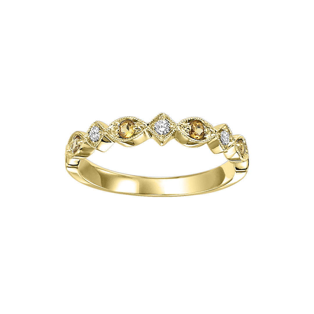14Kt Yellow Gold Diamond 1/20Ctw & Citrine 1/6Ctw Ring