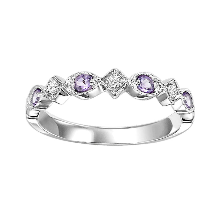 10Kt White Gold Diamond 1/20Ctw & Syn Alexandrite 1/6Ctw Ring