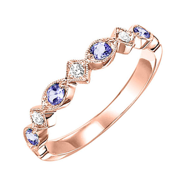 10Kt Rose Gold Diamond 1/20Ctw & Syn Alexandrite 1/6Ctw Ring