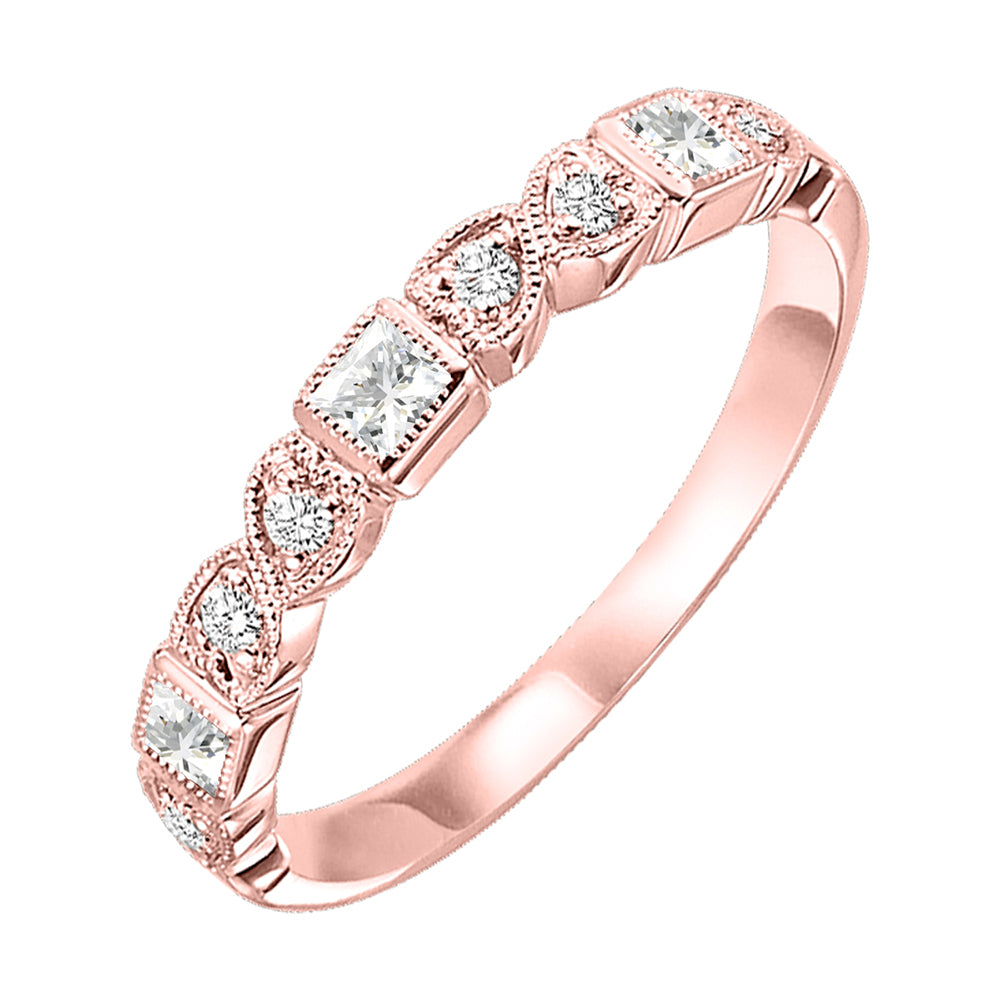 10Kt Rose Gold Diamond 1/12Ctw & White Topaz 1/8Ctw Ring