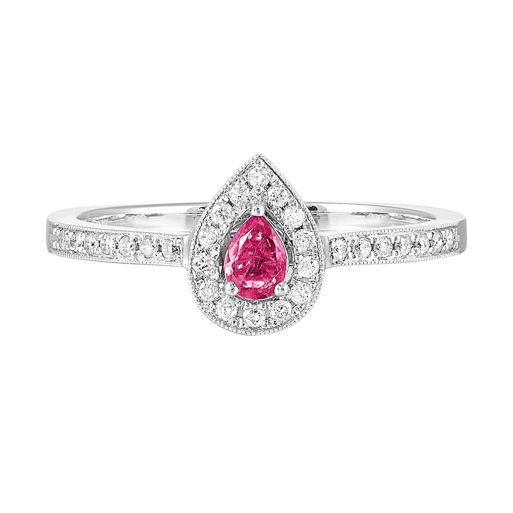 14Kt White Gold Diamond 1/7Ctw & Ruby 1/7Ctw Ring
