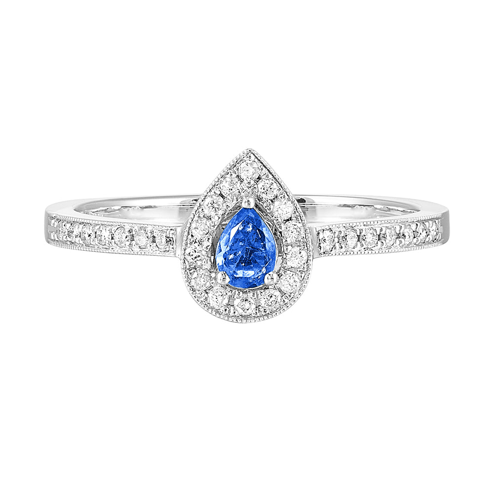 14Kt White Gold Diamond 1/7Ctw & Sapphire 1/7Ctw Ring