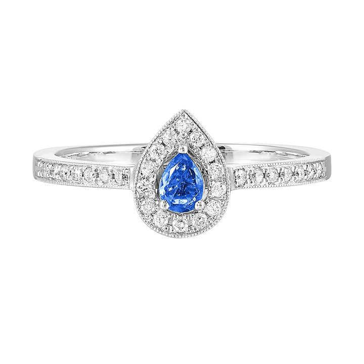 14Kt White Gold Diamond 1/7Ctw & Sapphire 1/7Ctw Ring