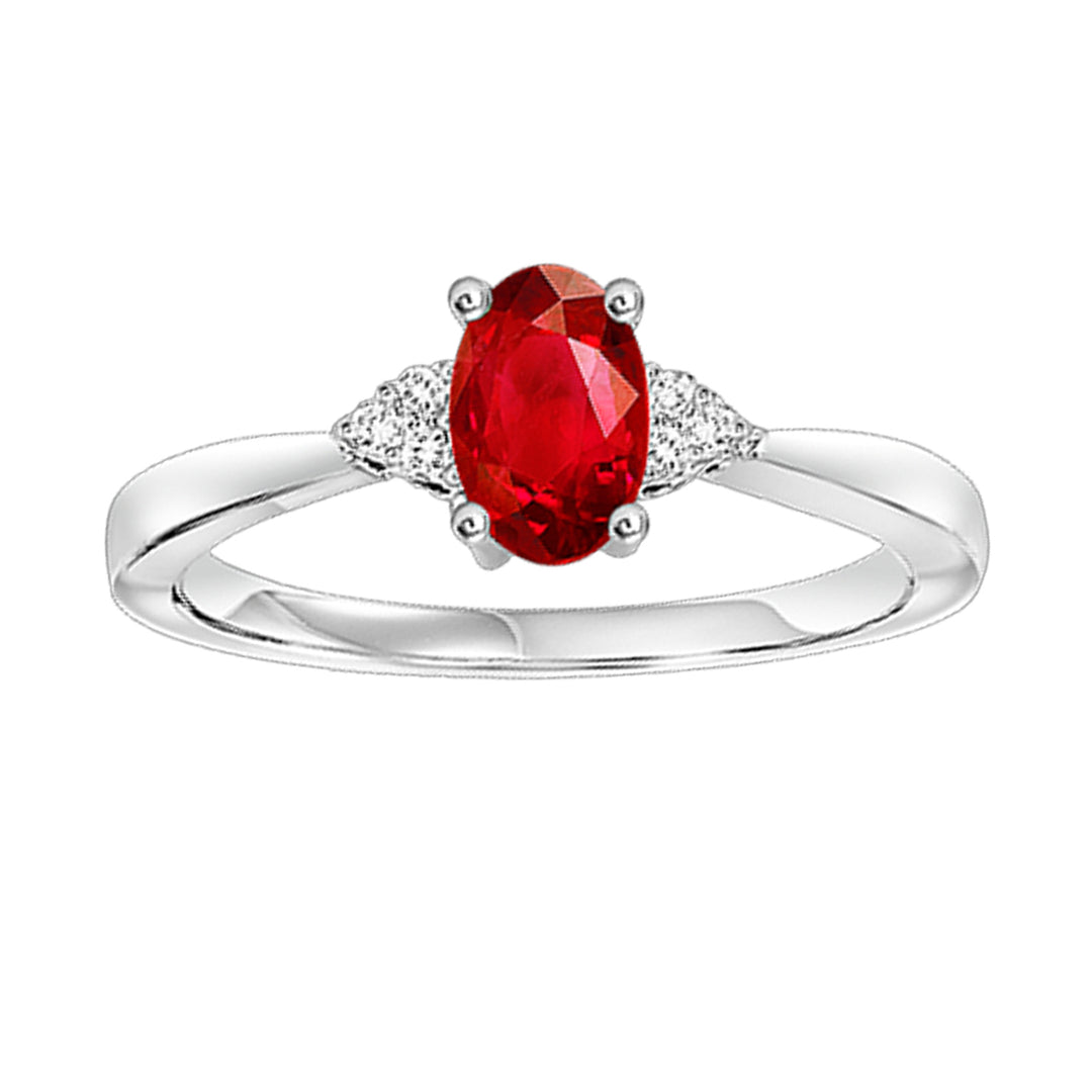 10Kt White Gold Diamond 1/25Ctw & Garnet 3/8Ctw Ring