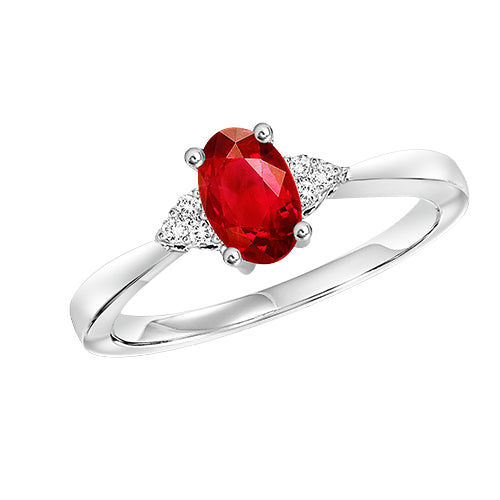 10Kt White Gold Diamond 1/25Ctw & Garnet 3/8Ctw Ring