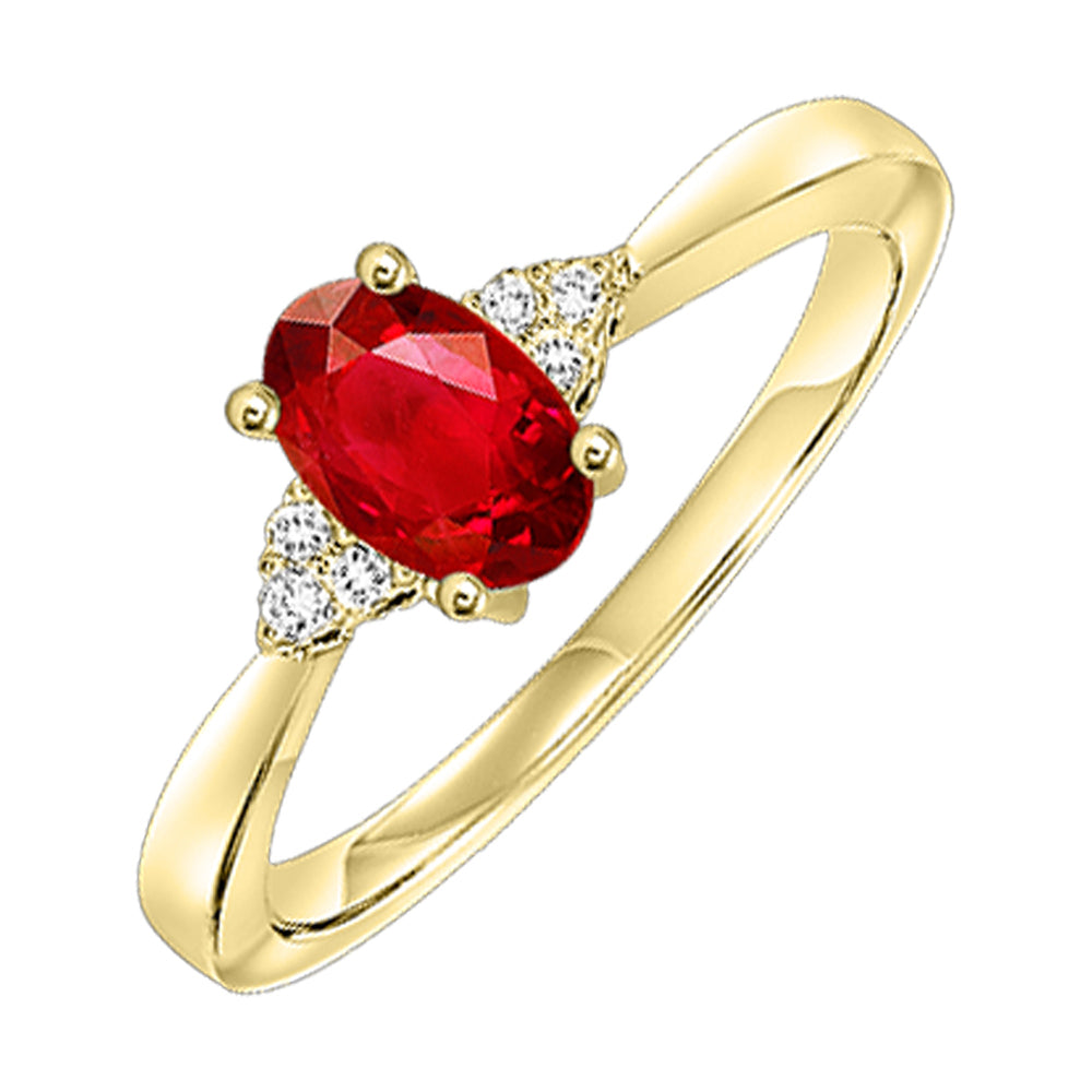 10Kt Yellow Gold Diamond 1/25Ctw & Garnet 3/8Ctw Ring