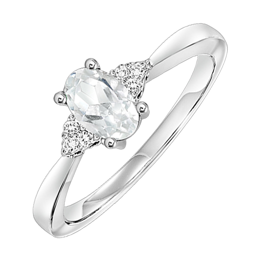 10Kt White Gold Diamond 1/25Ctw & White Topaz 3/8Ctw Ring