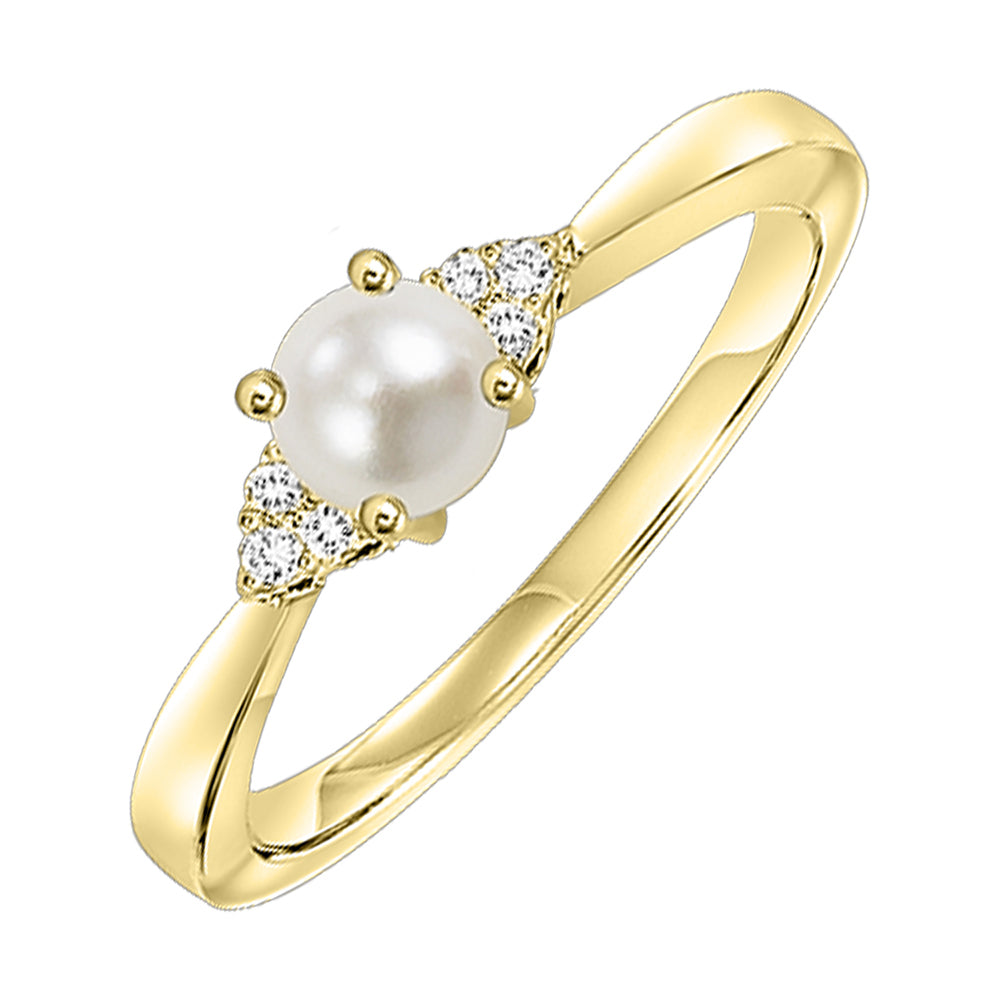 10Kt Yellow Gold Diamond 1/25Ctw & Pearl 7/8Ctw Ring