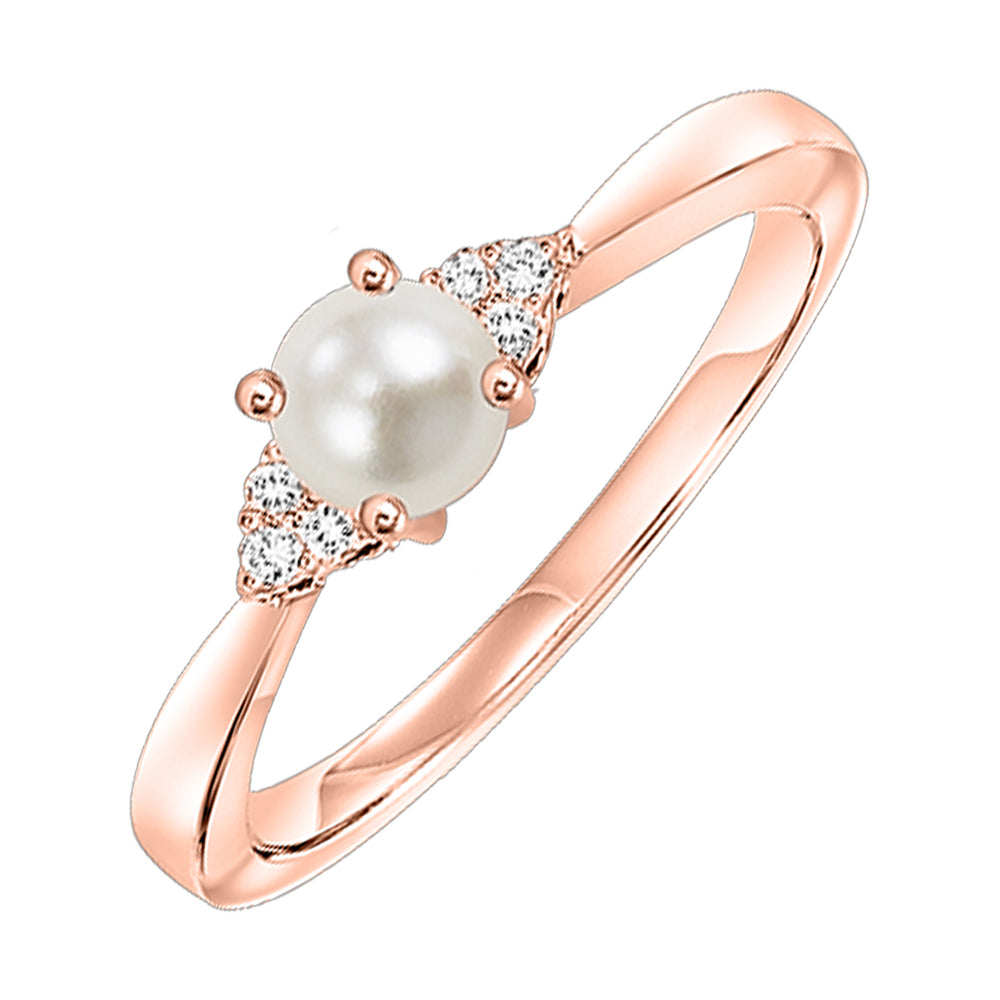 10Kt Rose Gold Diamond 1/25Ctw & Pearl 7/8Ctw Ring
