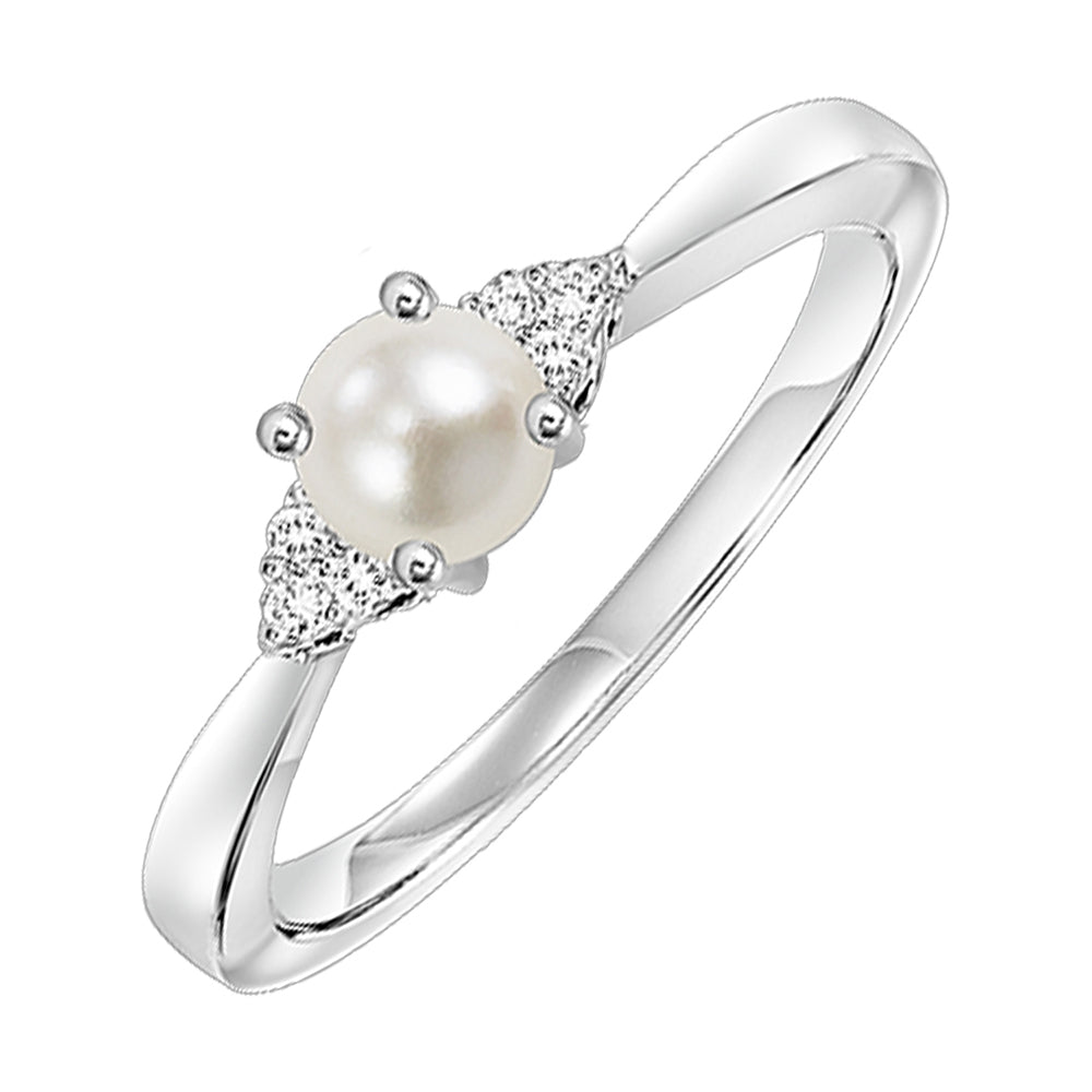 10Kt White Gold Diamond 1/25Ctw & Pearl 7/8Ctw Ring