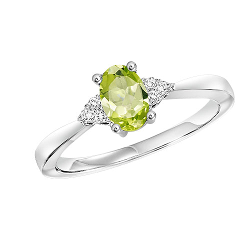 10Kt White Gold Diamond 1/25Ctw & Peridot 1/2Ctw Ring