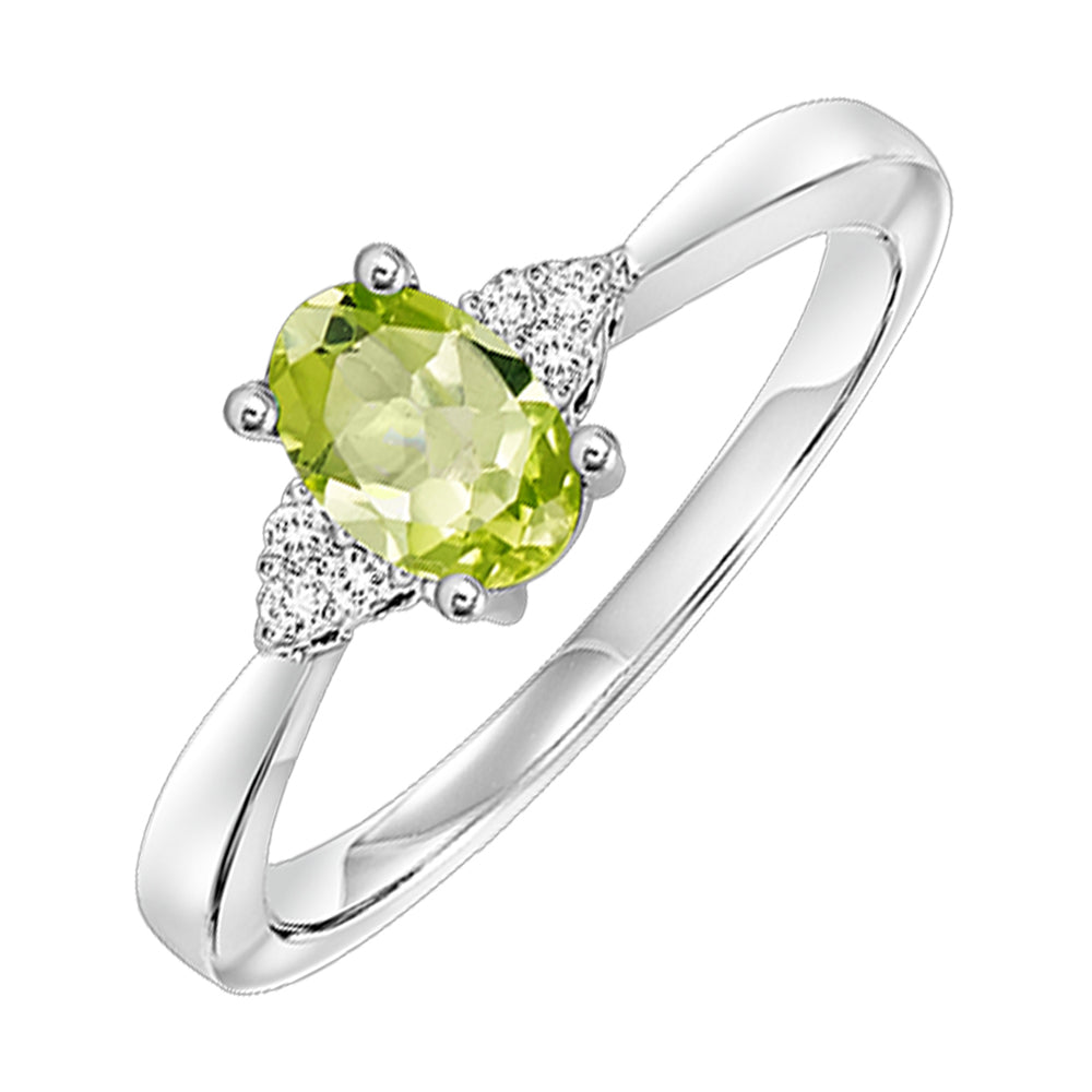 10Kt White Gold Diamond 1/25Ctw & Peridot 1/2Ctw Ring