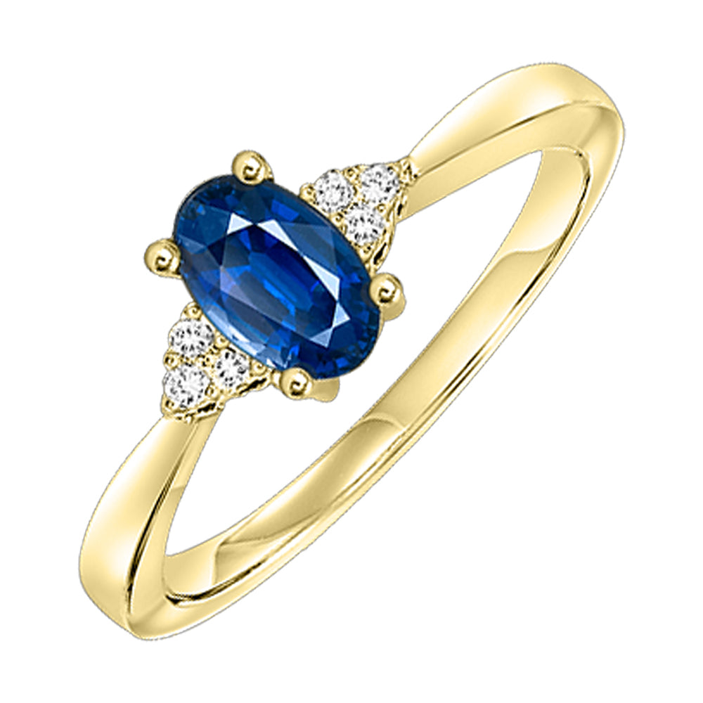 10Kt Yellow Gold Diamond 1/25Ctw & Sapphire 1/2Ctw Ring