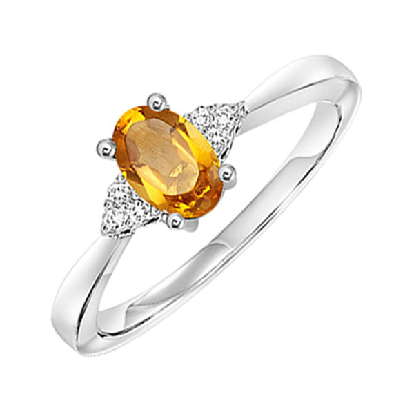 10Kt White Gold Diamond 1/25Ctw & Citrine 1/2Ctw Ring