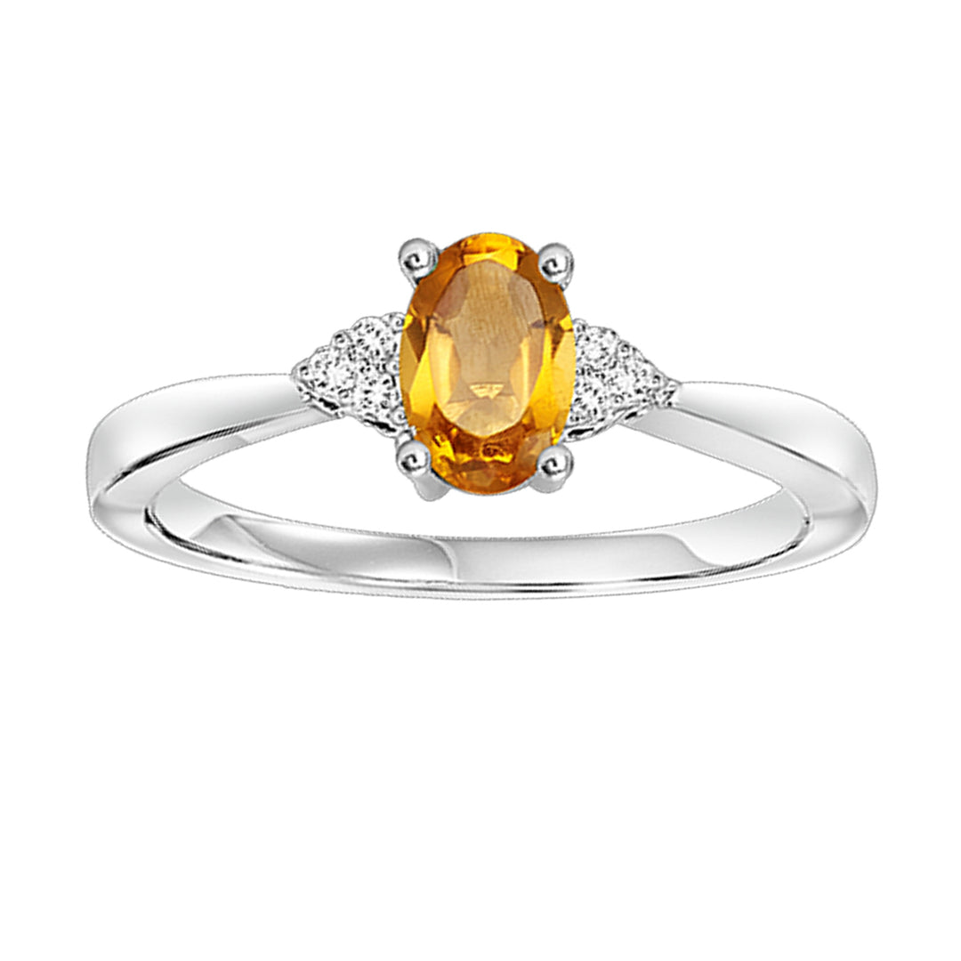 10Kt White Gold Diamond 1/25Ctw & Citrine 1/2Ctw Ring