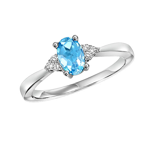 10Kt White Gold Diamond 1/25Ctw & Blue Topaz 1/2Ctw Ring