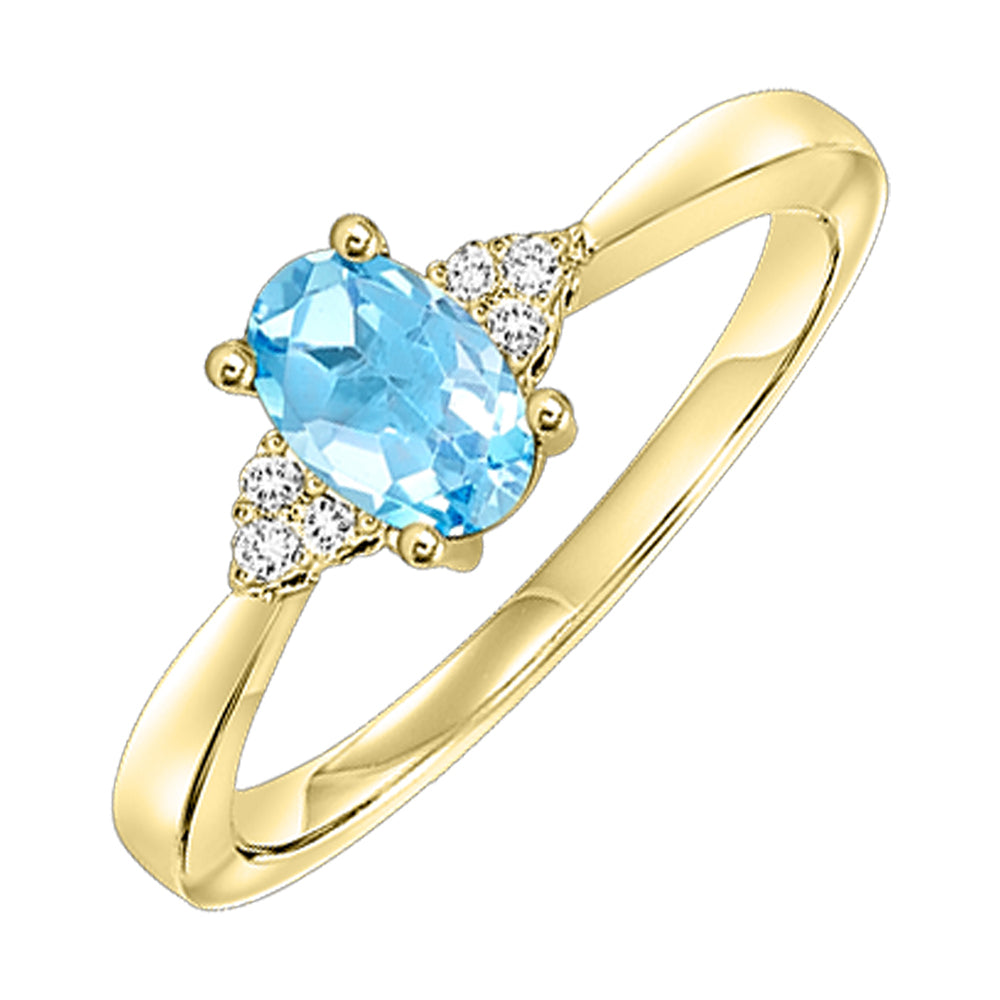 10Kt Yellow Gold Diamond 1/25Ctw & Blue Topaz 1/2Ctw Ring